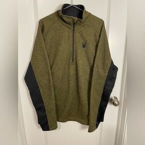 Spyder Men's Green and Black Quarter Zip Sweater